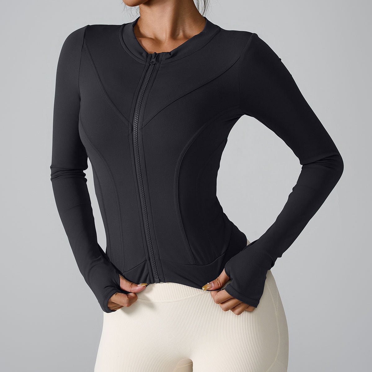 Cardydony Women's Slim-Fit Long-Sleeve Zip-Up Jacket
