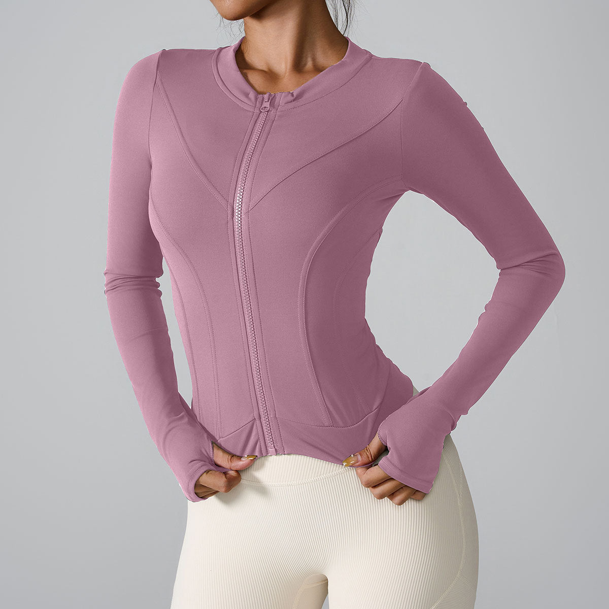 Cardydony Women's Slim-Fit Long-Sleeve Zip-Up Jacket