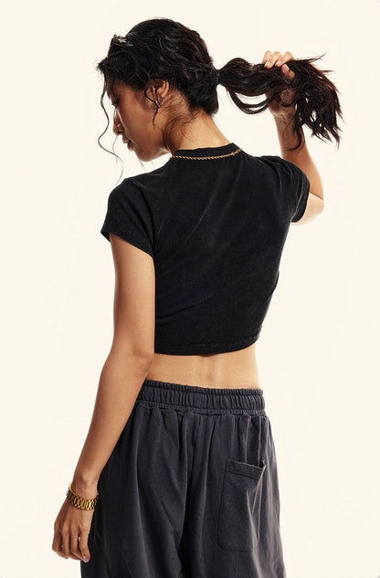 Cardydony Women's Graphic Cotton Cropped Tee