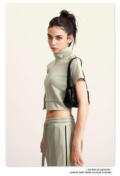 Cardydony Women's Zip-Up Crop Top | Y2K Athletic Style