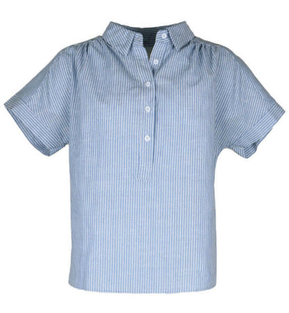 Cardydony Women's Striped Button-Up Blouse | Casual Short Sleeve Shirt