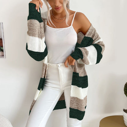 Cardydony Women's Striped Open-Front Longline Cardigan – Multicolor Options