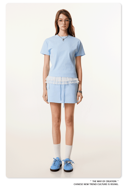 Cardydony Women's Lace Trim Top & Skirt Set | Summer Essential