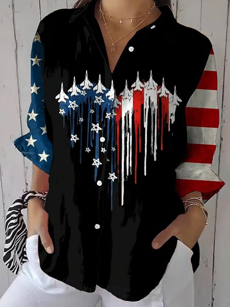 Cardydony Women's Retro Us America 250 Year Anniversary Long Sleeve Shirt