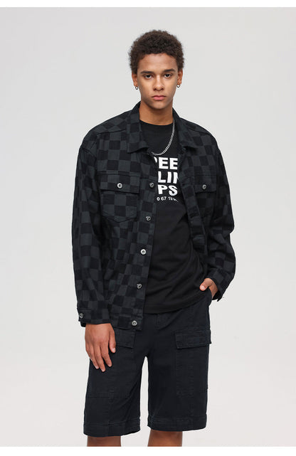 Cardydony Checkered Print Utility Jacket