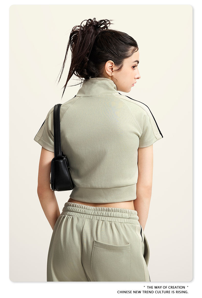 Cardydony Women's Zip-Up Crop Top | Y2K Athletic Style