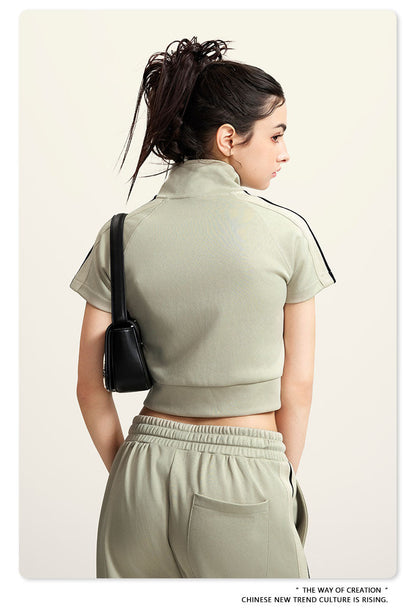 Cardydony Women's Zip-Up Crop Top | Y2K Athletic Style