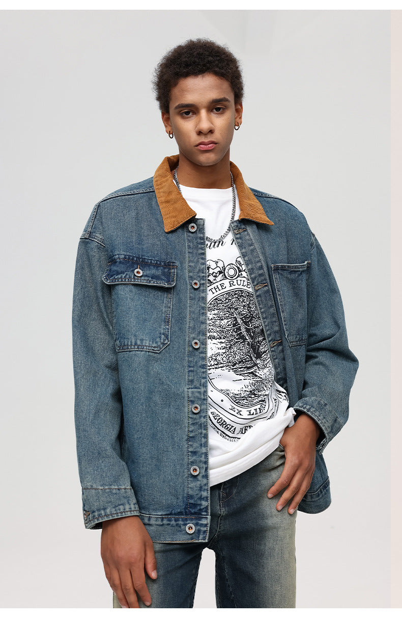 Cardydony Workwear Utility Contrast Collar Jacket