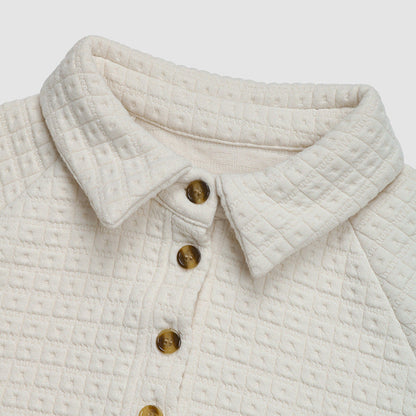 Cardydony Women's Quilted Half-Button Pullover Sweatshirt – Textured Long Sleeve
