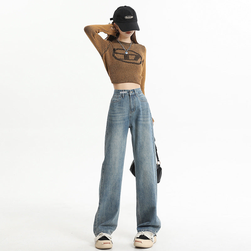 Cardydony Women's Classic High-Waisted Straight-Leg Jeans with Pocket Details