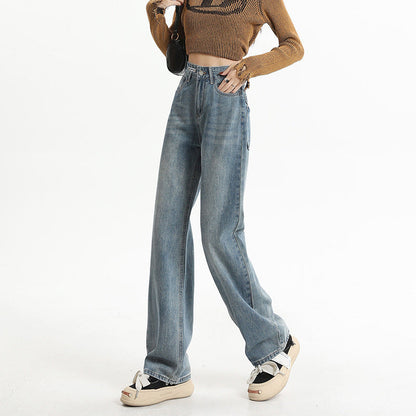 Cardydony Women's Classic High-Waisted Straight-Leg Jeans with Pocket Details