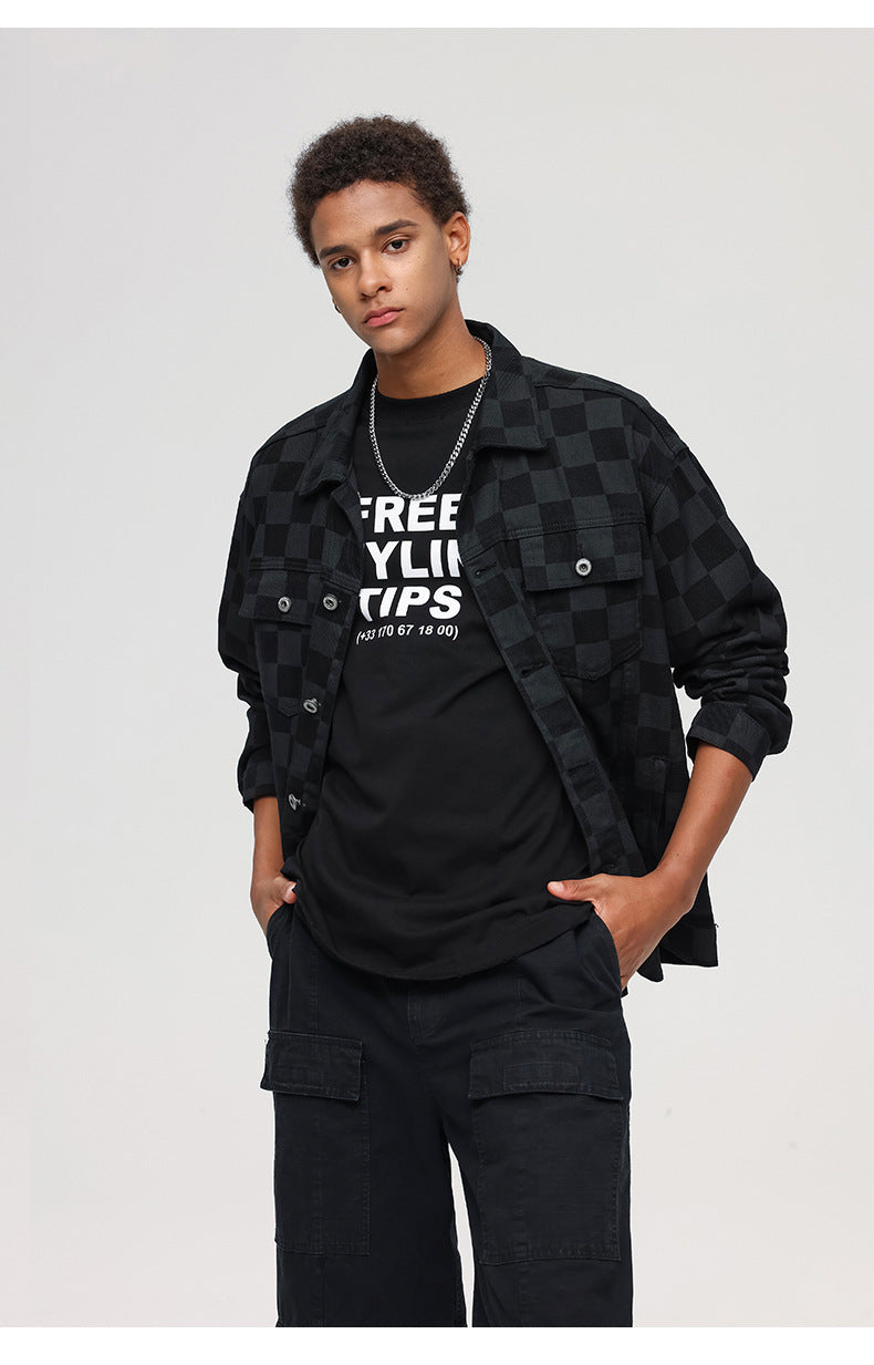 Cardydony Checkered Print Utility Jacket