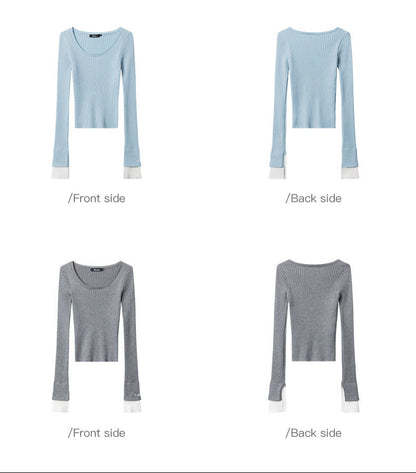 Cardydony Women's Crop Top | Long Sleeve Ribbed Knit Shirt