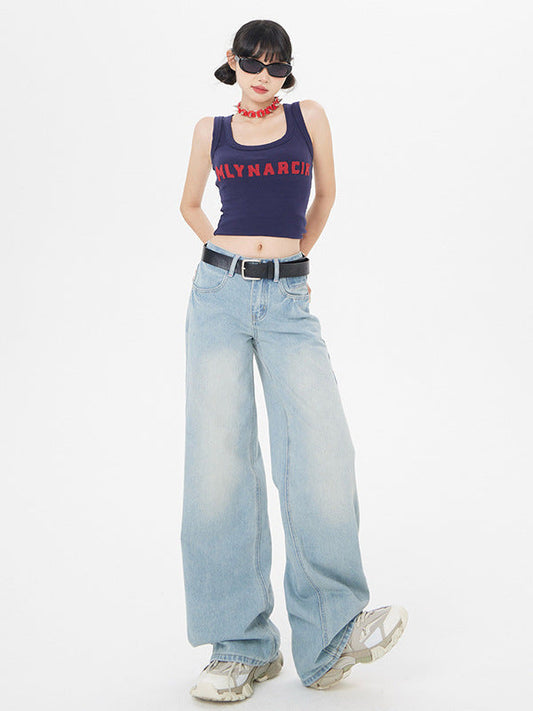Cardydony Women's High-Waisted Light Blue Straight-Leg Jeans for Casual Chic