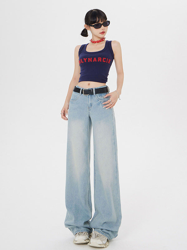 Cardydony Women's High-Waisted Light Blue Straight-Leg Jeans for Casual Chic