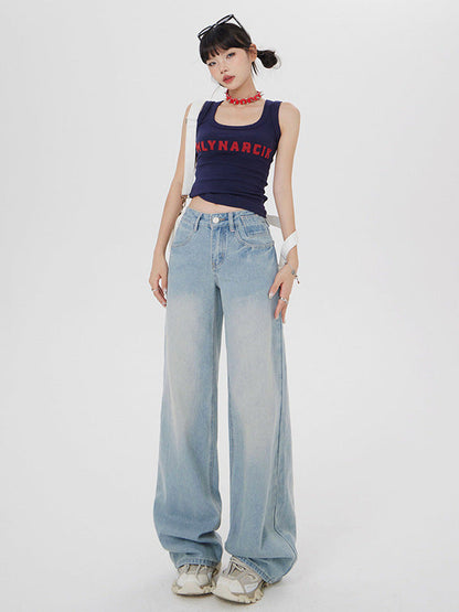 Cardydony Women's High-Waisted Light Blue Straight-Leg Jeans for Casual Chic