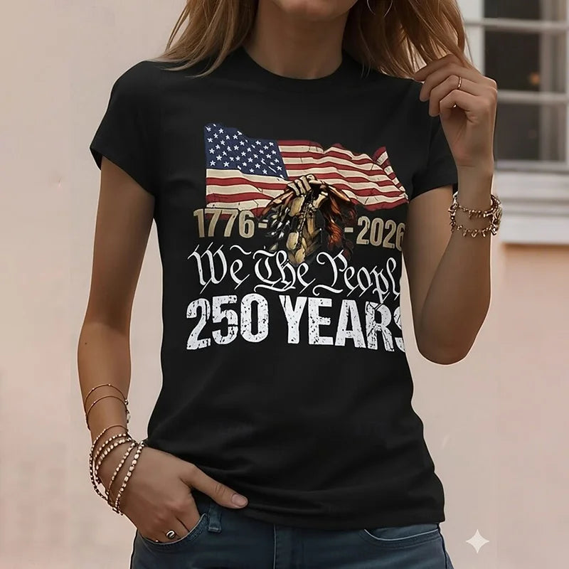 Cardydony Women's Vintage American 250th Anniversary Patriotic T-shirt