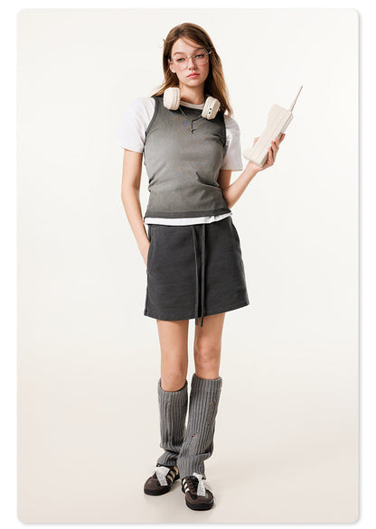 Cardydony Women's High-Waist Cotton Mini Skirt | Vintage Wash Collection