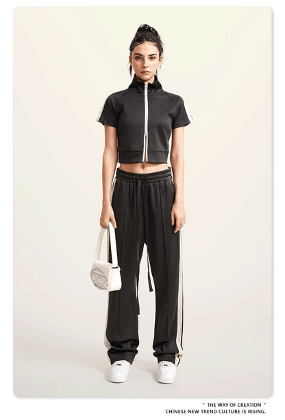Cardydony Women's Zip-Up Crop Top | Y2K Athletic Style