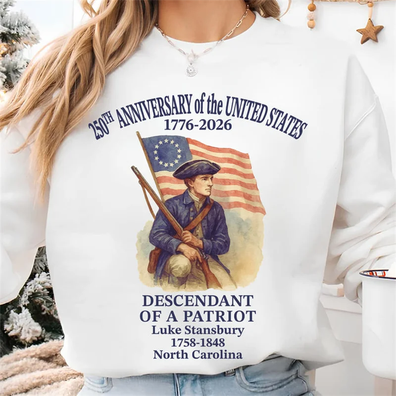 Cardydony 250 Years Of America Round Neck Sweatshirt