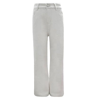 Cardydony Women's Sleek High-Waisted Wide-Leg Jeans in Classic White