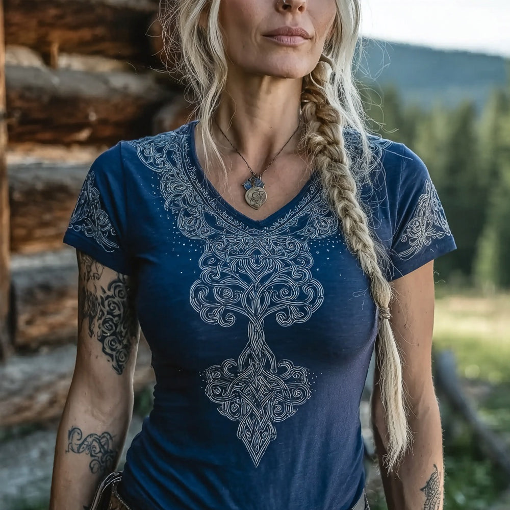Cardydony Viking Celtic Tree Of Life Pattern Vintage Casual T Shirt
