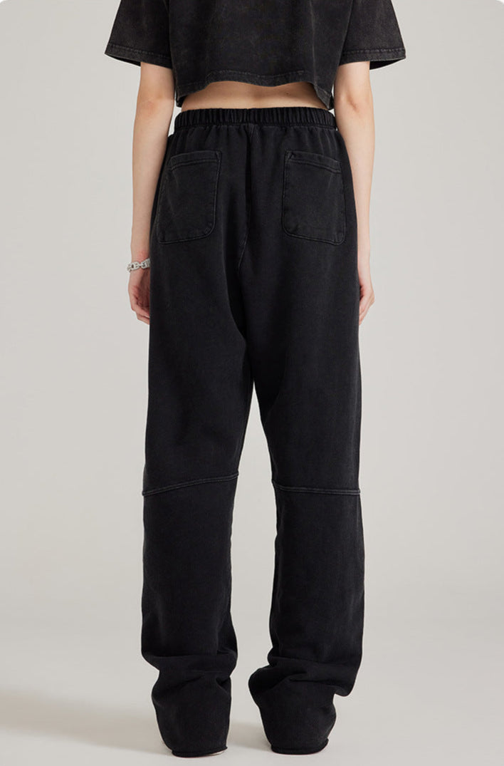 Cardydony Women's Washed Effect Wide-Leg Pants