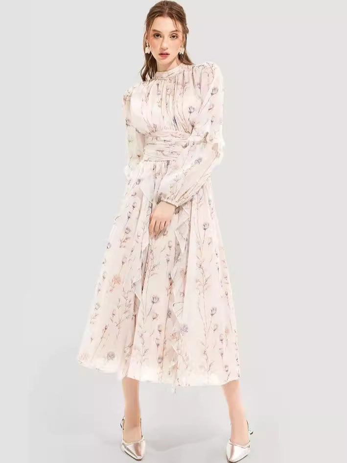 Cardydony Women's Floral Chiffon Maxi Dress