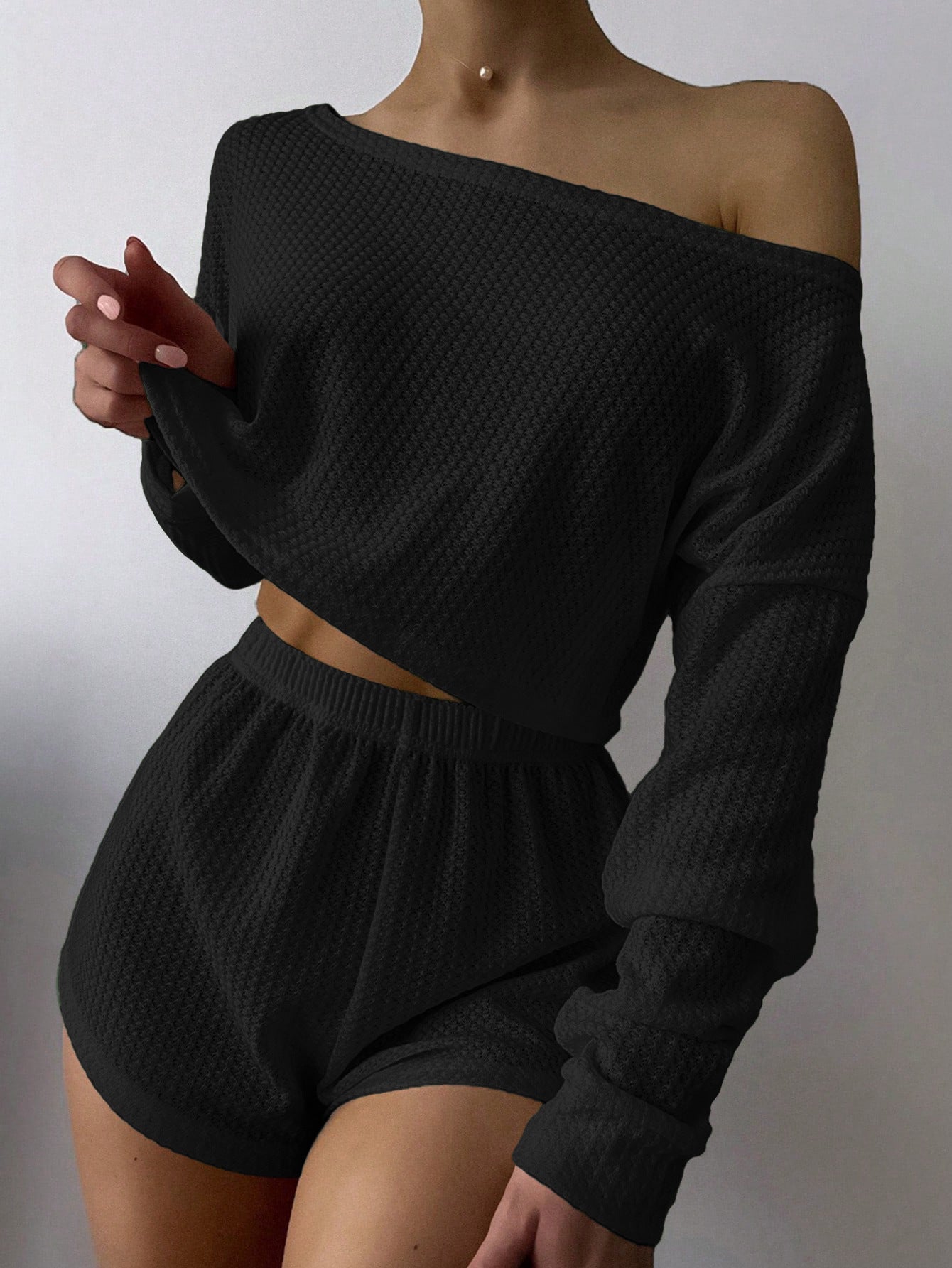 Cardydony Women's Effortless Waffle-Knit Lounge Set for Casual Comfortt ( Shorts & Top )