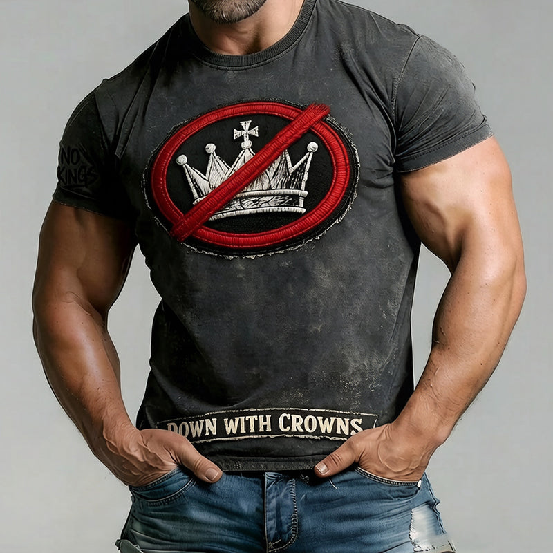 Cardydony Men's Retro No Kings Iii 50 State Nationwide Protest March 28th Print T-shirt