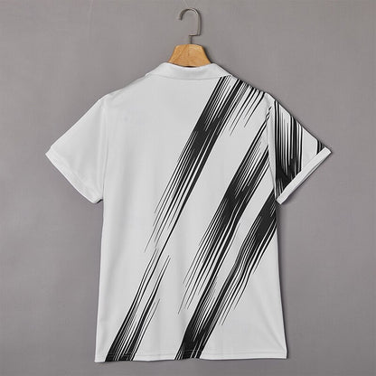 Cardydony Men's Line Pattern Golf Sports Polo Shirt