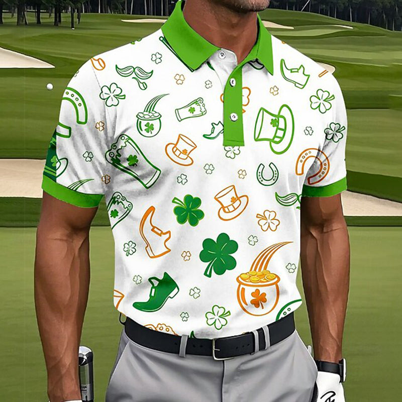 Cardydony Men's Shamrock St Patrick's Day Golf Sports Polo Shirts