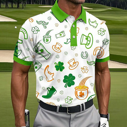 Cardydony Men's Shamrock St Patrick's Day Golf Sports Polo Shirts