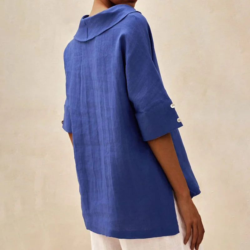 Cardydony Women's Casual Linen V-Neck Shirt