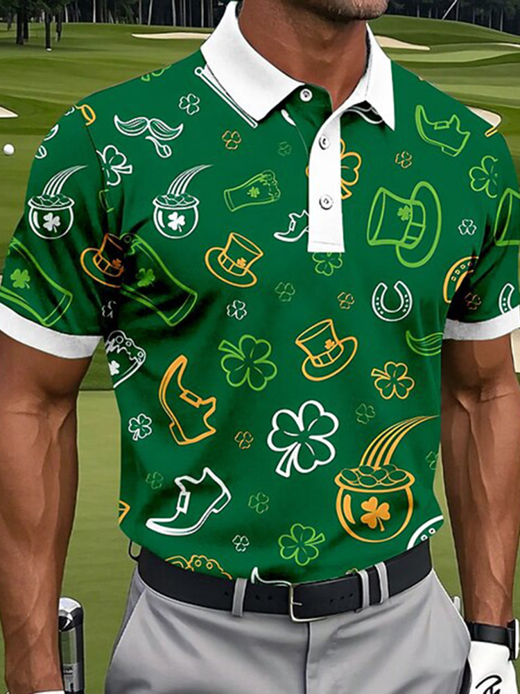 Cardydony Men's Shamrock St Patrick's Day Golf Sports Polo Shirts