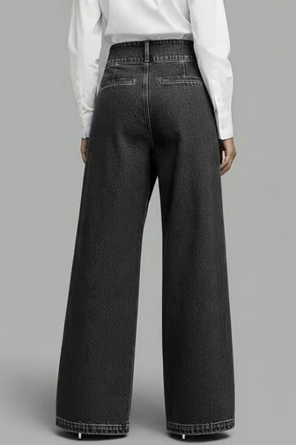 Cardydony Women's  Stylish High-waisted Crossover Placket Pocket Casual Jeans