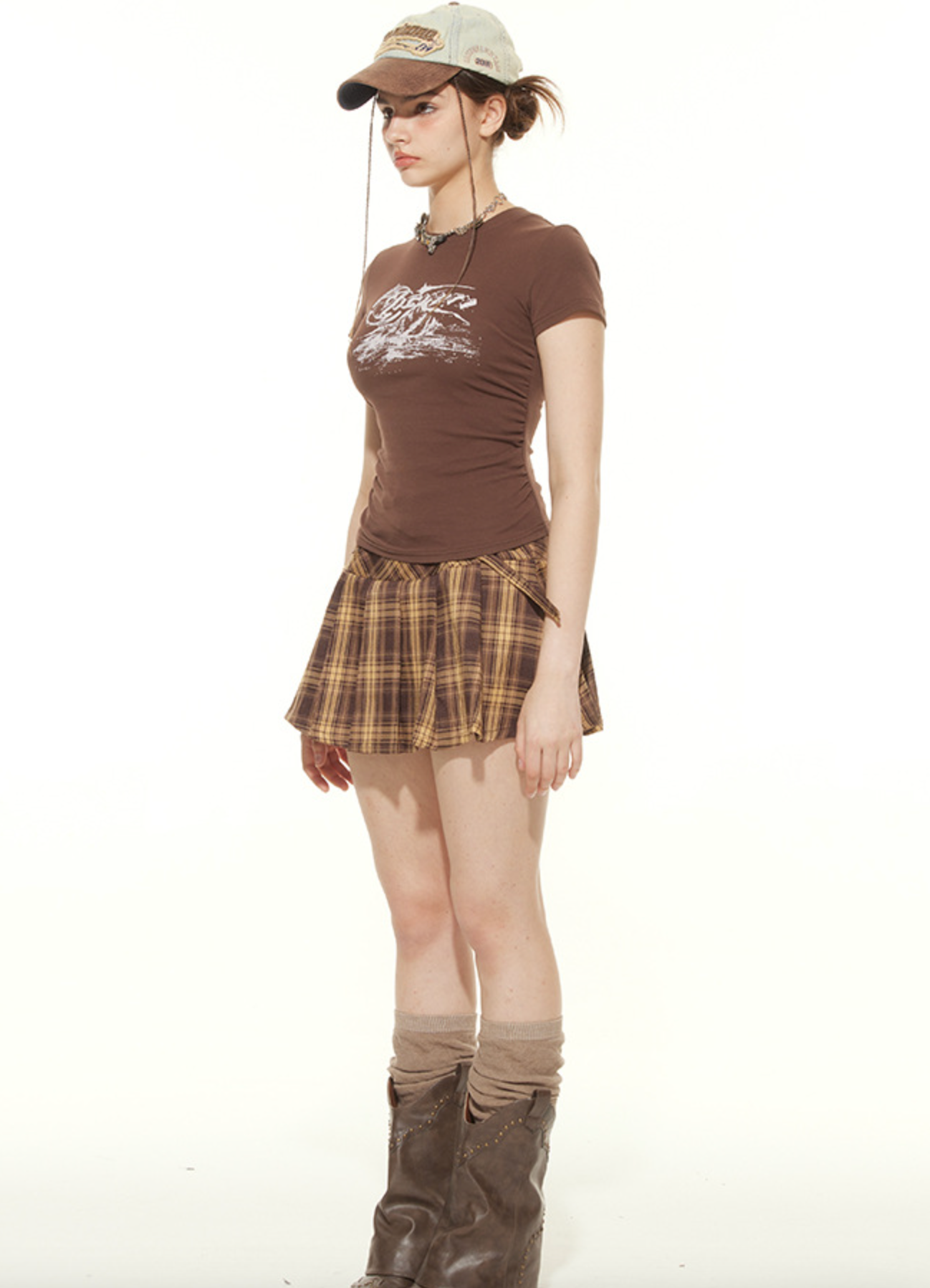 Cardydony Women's Casual Printed Slim-Fit T-Shirt with Ruched Design