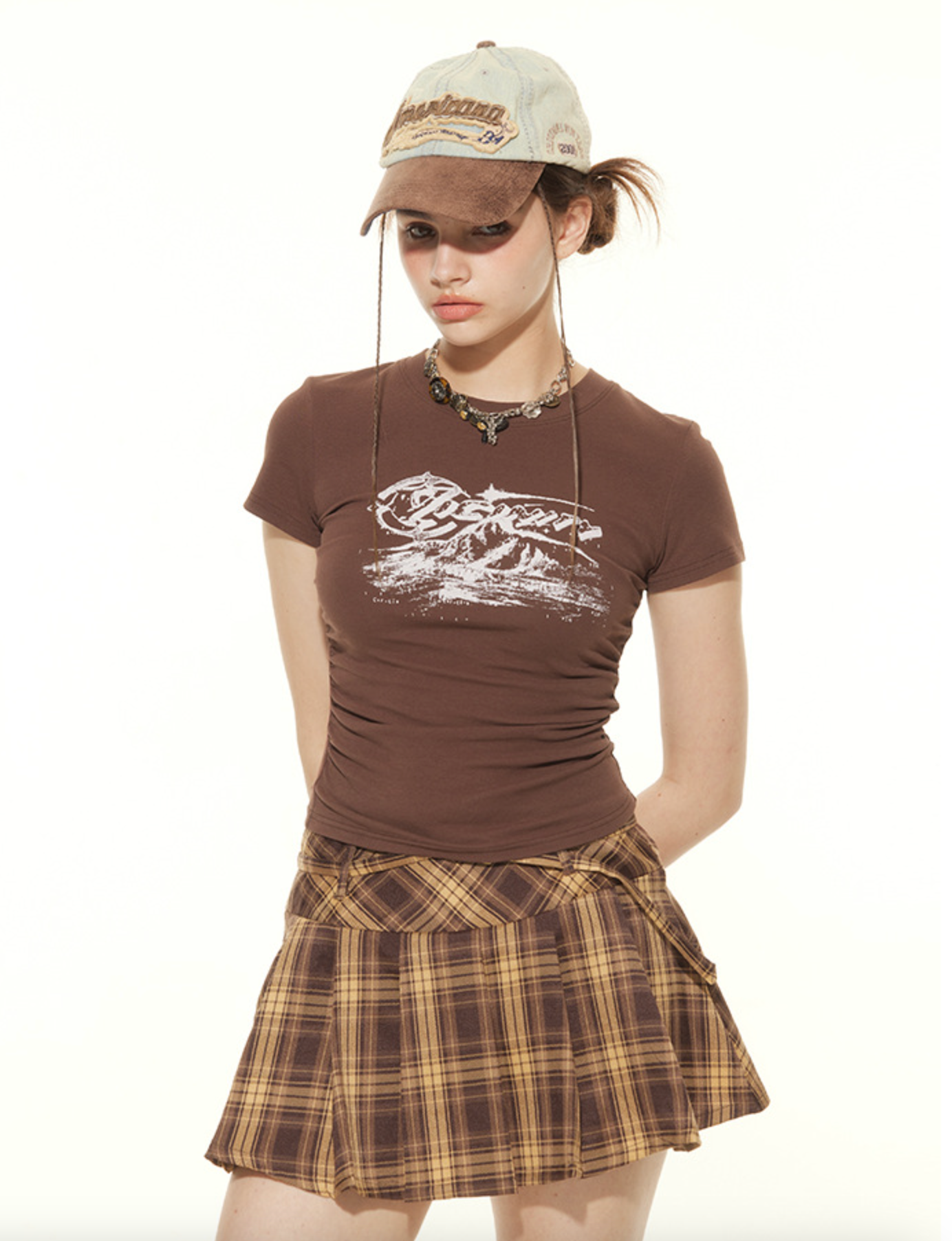 Cardydony Women's Casual Printed Slim-Fit T-Shirt with Ruched Design