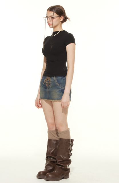 Cardydony Women's Basic Slim-Fit Ribbed T-Shirt