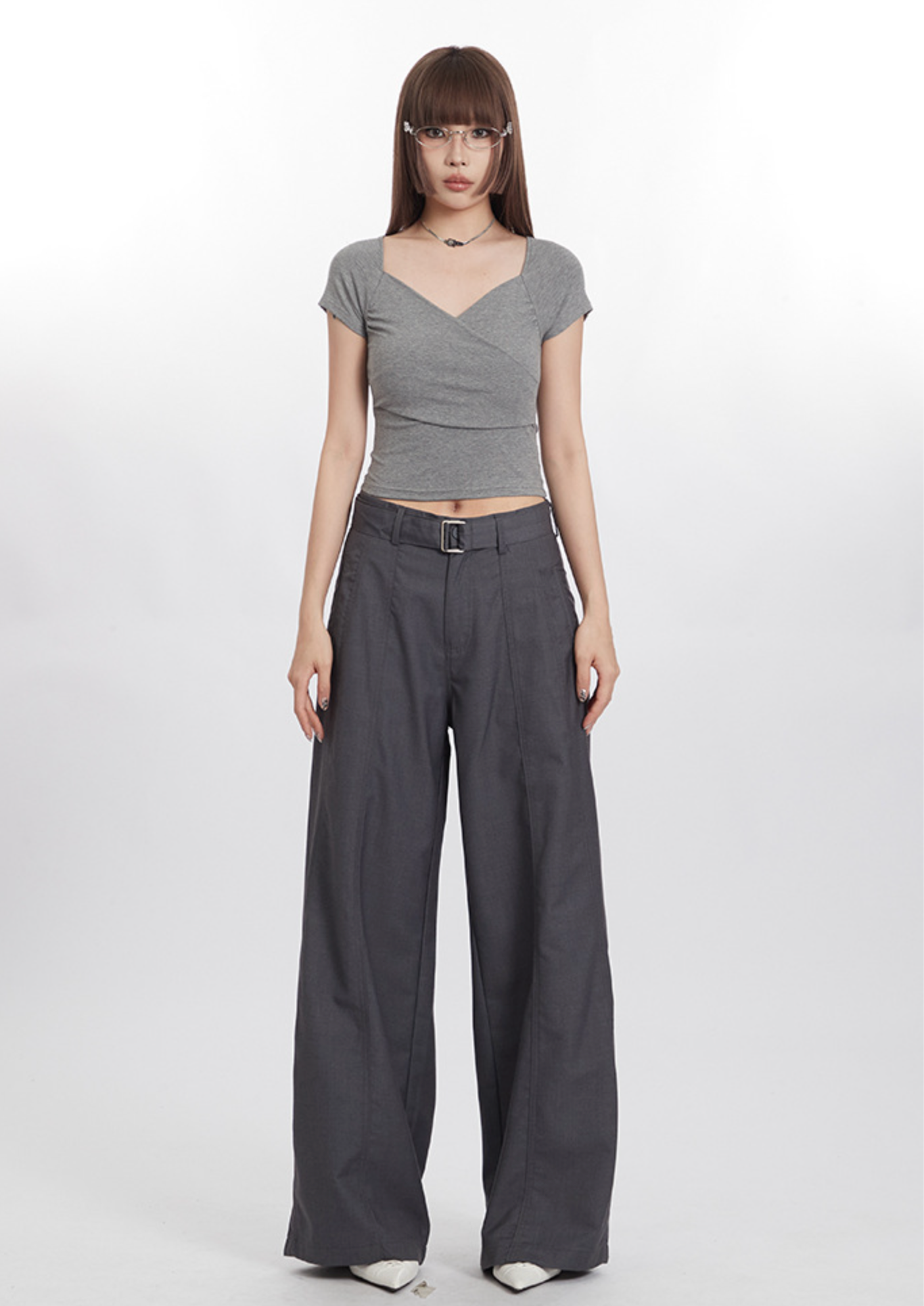 Cardydony Women's Elegant Wrap-Style V-Neck Crop Top