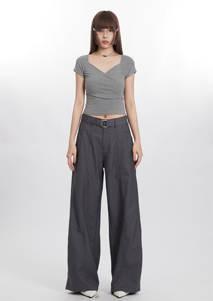 Cardydony Women's Elegant Wrap-Style V-Neck Crop Top