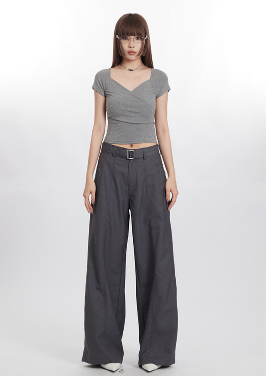 Cardydony Women's Elegant Wrap-Style V-Neck Crop Top