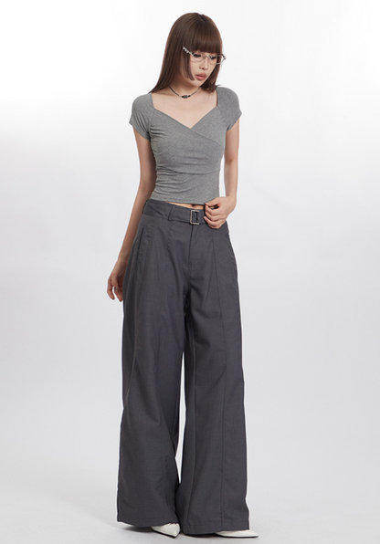 Cardydony Women's Elegant Wrap-Style V-Neck Crop Top