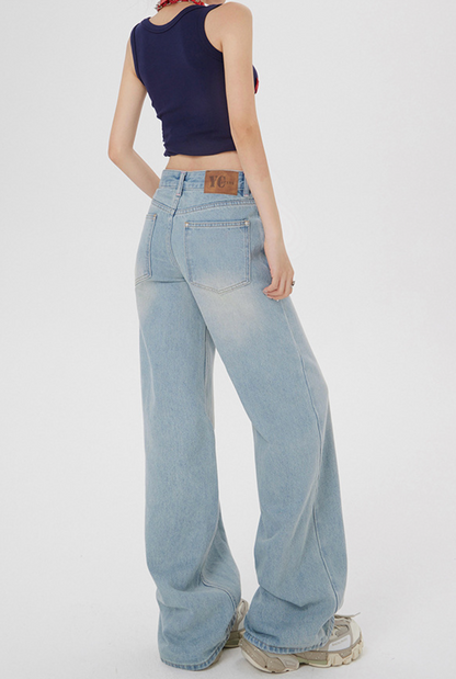 Cardydony Women's High-Waisted Light Blue Straight-Leg Jeans for Casual Chic