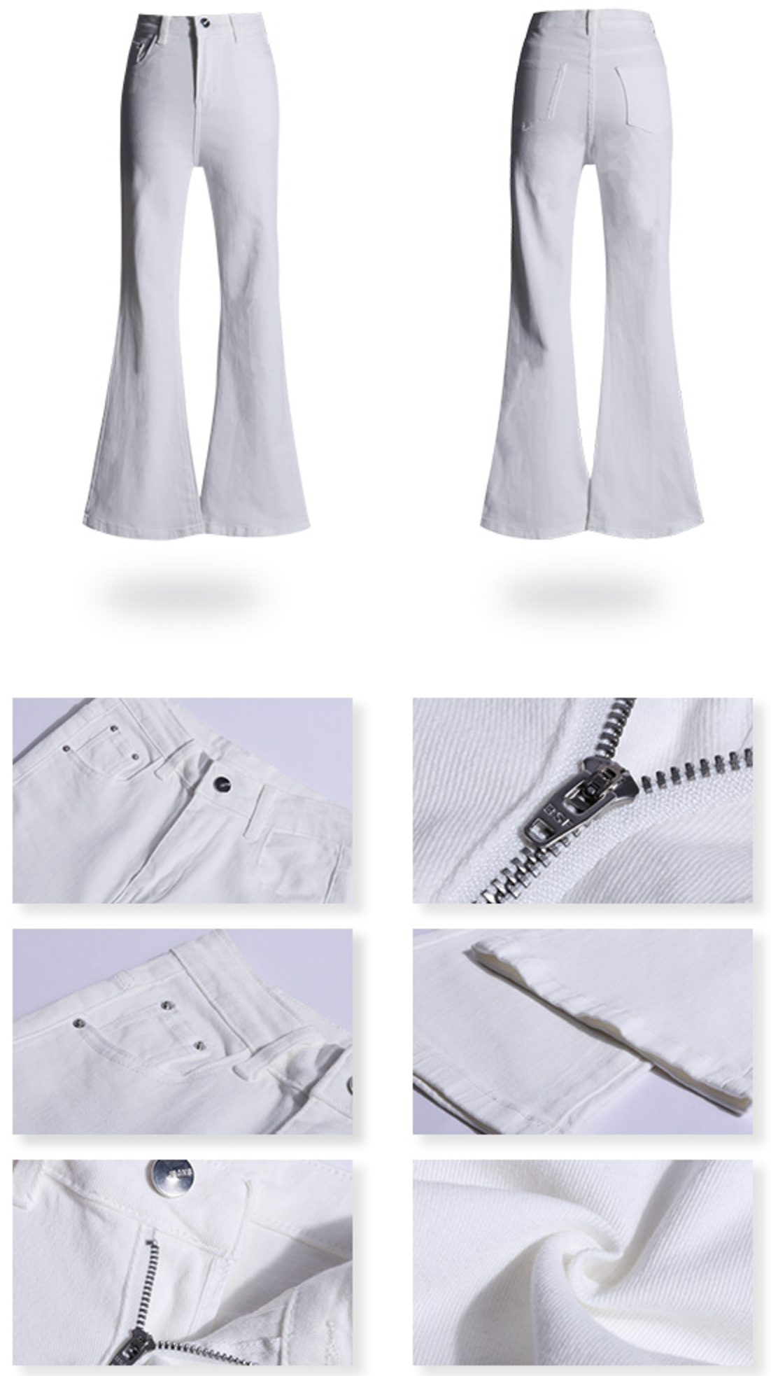 Cardydony Women's High-Waisted White Flared Jeans with Sleek Stretch Fit