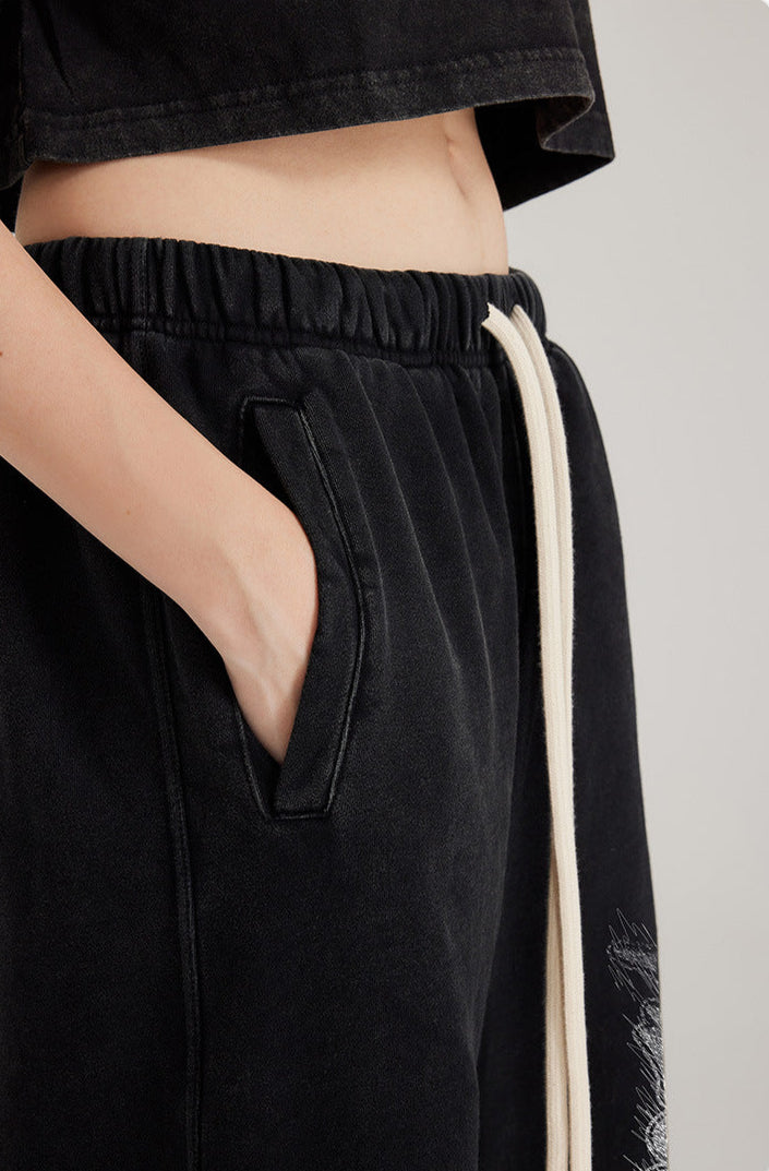 Cardydony Women's Washed Effect Wide-Leg Pants