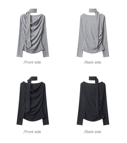 Cardydony Women's Chic Wrap Top | Off Shoulder Draped Blouse