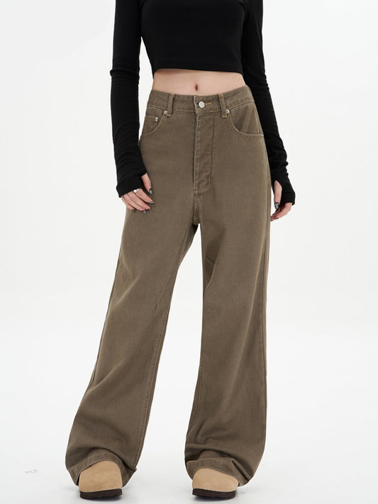 Cardydony Women's Vintage-Inspired High-Waisted Straight-Leg Pants