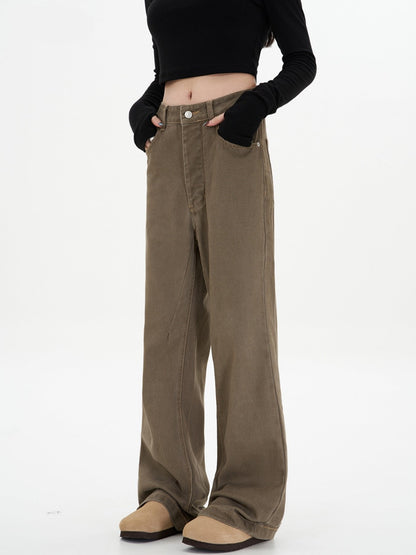 Cardydony Women's Vintage-Inspired High-Waisted Straight-Leg Pants