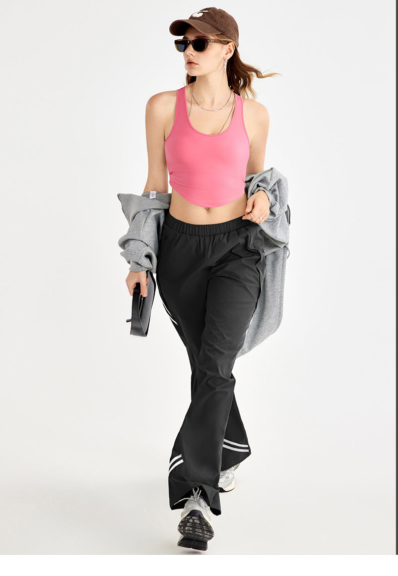 Cardydony Women's High-Waisted Wide Leg Sport Pants – Retro Parachute Style with Side Stripes